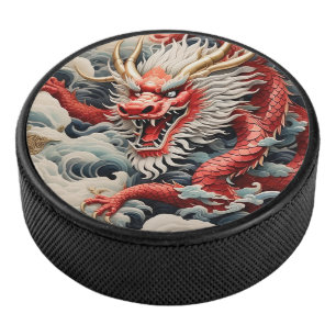 Feueratmendrache rot-weiß eishockey puck