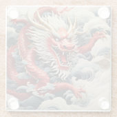 Feueratmendrache rot-weiß glasuntersetzer (Rückseite)