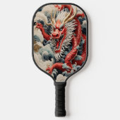 Feueratmendrache rot-weiß pickleball schläger (Vorderseite)
