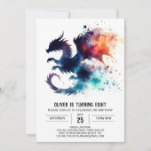 Feueratmung Drache Geburtstag individuell anpassba Einladung (Vorderseite)