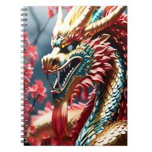 Feueratmung Drache Gold Blau und Rot Waage Notizblock