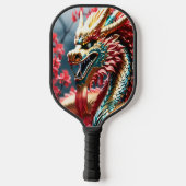 Feueratmung Drache Gold Blau und Rot Waage Pickleball Schläger (Rückseite)