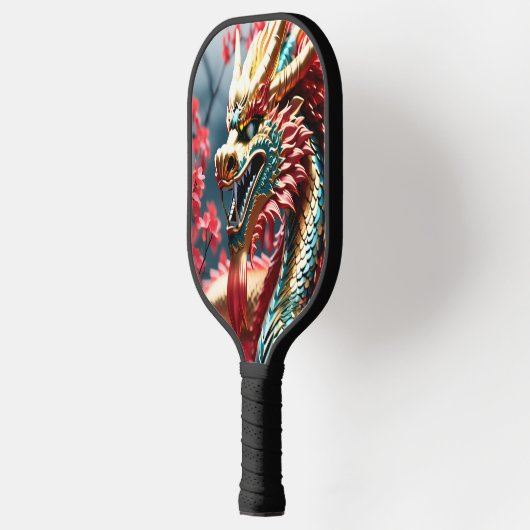 Feueratmung Drache Gold Blau und Rot Waage Pickleball Schläger (Links)