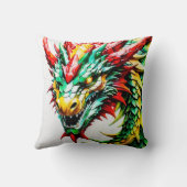 Feueratmung Drachen rot, grün und gelb Kissen (Rückseite)