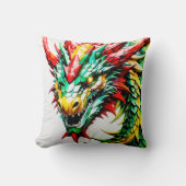 Feueratmung Drachen rot, grün und gelb Kissen (Vorderseite)