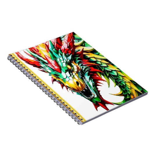 Feueratmung Drachen rot, grün und gelb Notizblock (Rechte Seite)