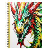Feueratmung Drachen rot, grün und gelb Notizblock (Vorderseite)
