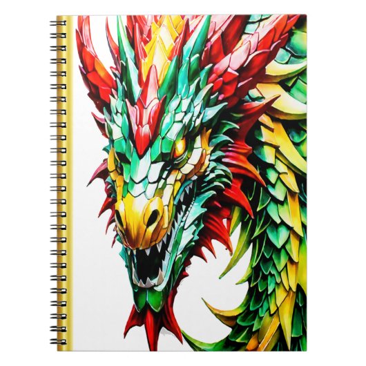 Feueratmung Drachen rot, grün und gelb Notizblock (Vorderseite)