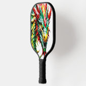 Feueratmung Drachen rot, grün und gelb Pickleball Schläger (Links)