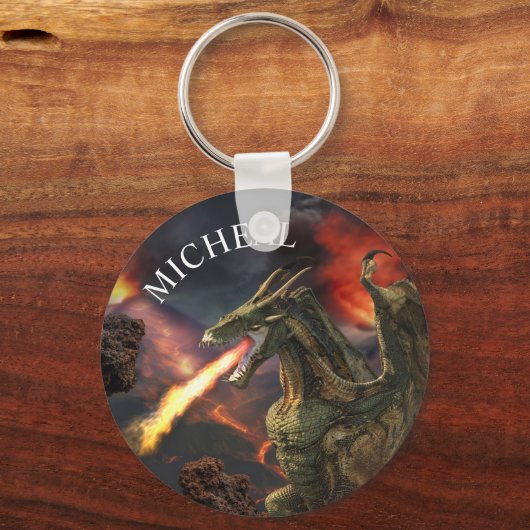 Feueratmung Dragon Magical Fantasy Schlüsselanhänger (Vorderseite)