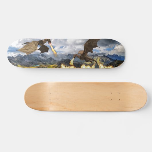 Feueratmung Dragon Wyvern Fantasy Skateboard (Horizontal)