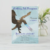Feueratmung Dragon Wyvern Geburtstagspartei Einladung (Stehend Vorderseite)