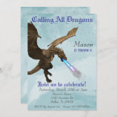 Feueratmung Dragon Wyvern Geburtstagspartei Einladung (Vorne/Hinten)