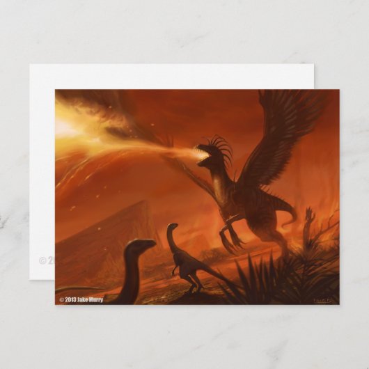 Feueratmung prähistorischer Dinosaurier von Jake M Postkarte (Vorne/Hinten)