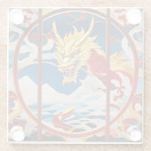 Feueratmungsdrache Gold und Rot Glasuntersetzer (Rückseite)
