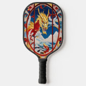Feueratmungsdrache Gold und Rot Pickleball Schläger (Rückseite)