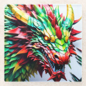 Feueratmungsdrache grün und rot glasuntersetzer (Vorderseite)