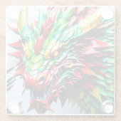 Feueratmungsdrache grün und rot glasuntersetzer (Rückseite)