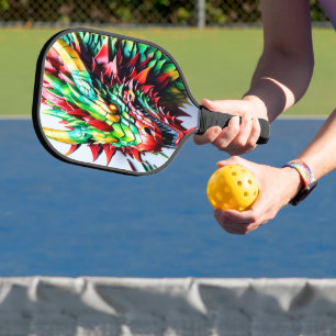 Feueratmungsdrache grün und rot pickleball schläger