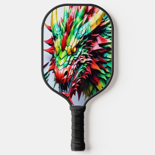Feueratmungsdrache grün und rot pickleball schläger (Vorderseite)