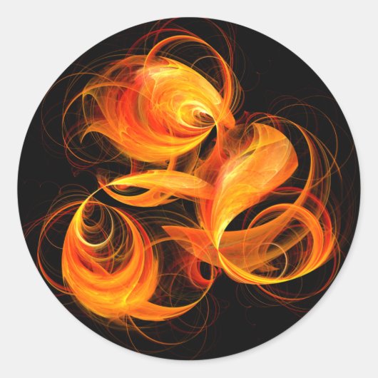 Feuerball Abstrakt Art Round Sticker (Vorderseite)