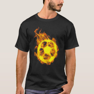 Feuerball-Ball-Fußballspieler T-Shirt