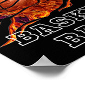 Feuerball-Baskerball im schwarzen Hintergrund Poster (Ecke)