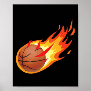 Feuerball Basketball Shot ist Feuer und macht Spie Poster