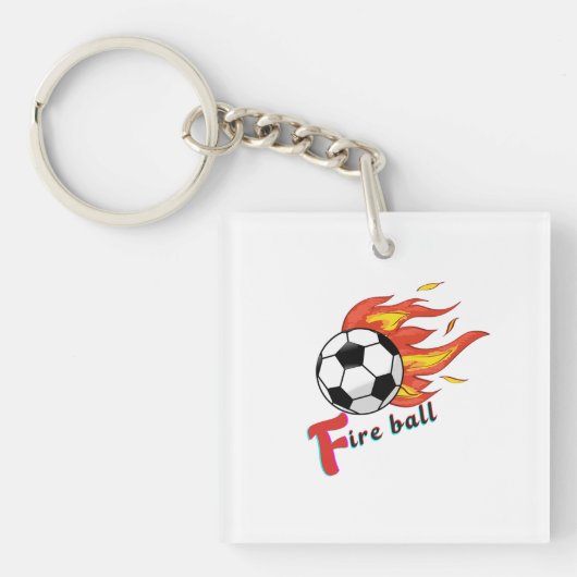 Feuerball - Fußball bei Feuer Schlüsselanhänger (Vorderseite)
