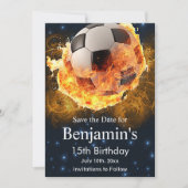Feuerball, Fußball, Futbol Birthday Save The Date (Vorderseite)