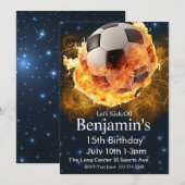 Feuerball Geburtstag, Fußball Geburtstag, Futbol Einladung (Vorne/Hinten)