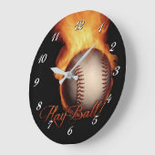 Feuerball Muster Baseball Liebhaber Wand-Uhr Große Wanduhr (Winkel)