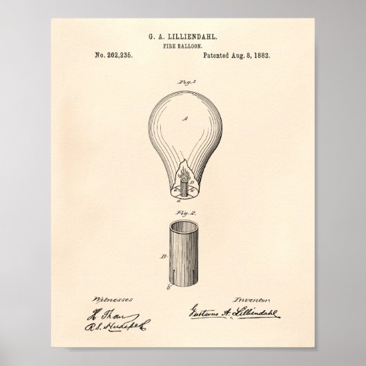 Feuerballon 1882 Patent Art Old Peper Poster (Vorne)