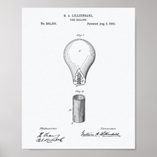 Feuerballon 1882 Patentkunst Weißpapier Poster