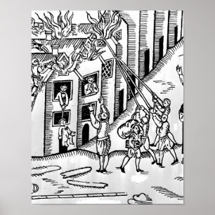 Feuerbekämpfung während des großen Feuers von Poster