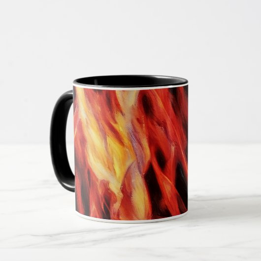 Feuerbrand Abstrakte Art Red Gold Töne Tasse Cup (Vorderseite Links)