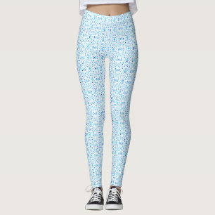 Feuerbrand Blau Weiße Abstrakte Gouache-Kunst Leggings