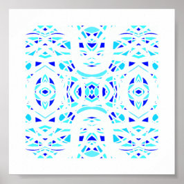 Feuerbrand Blau Weiße Abstrakte Gouache-Kunst Poster