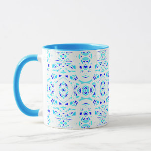 Feuerbrand Blau Weiße Abstrakte Gouache-Kunst Tasse