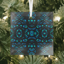 Feuerbrand Blaue Schwarze Abstrakte Gouache-Kunst Ornament Aus Glas