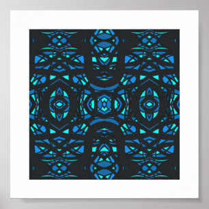 Feuerbrand Blaue Schwarze Abstrakte Gouache-Kunst Poster