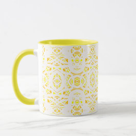 Feuerbrand Gelb Weiße Abstrakte Gouache-Kunst Tasse