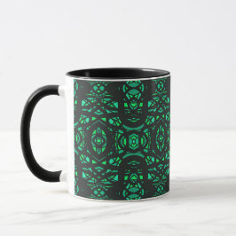Feuerbrand Grün Schwarze Abstrakte Gouache-Kunst Tasse