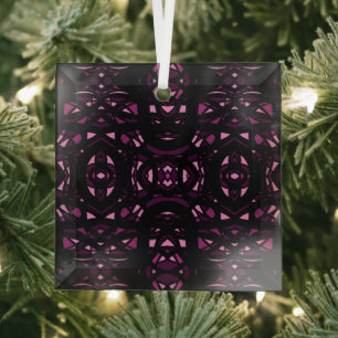 Feuerbrand Pink Schwarze Abstrakte Gouache-Kunst Ornament Aus Glas