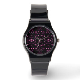 Feuerbrand Rosa Schwarze Abstrakte Gouache-Kunst Armbanduhr