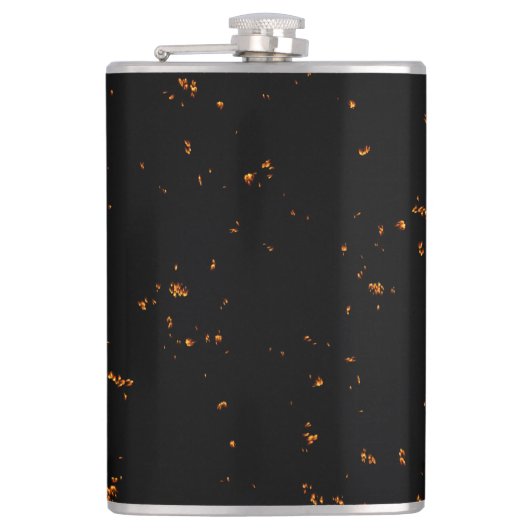 Feuerbrand überlagert das Foto, das die schwarzen  Flachmann (Vorderseite)