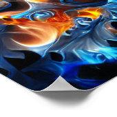 Feuerbrand und Eisspirale Fraktal Kunst Poster (Ecke)