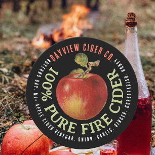 FEUERCIDER Modern Apple Cider Label Runder Aufkleber
