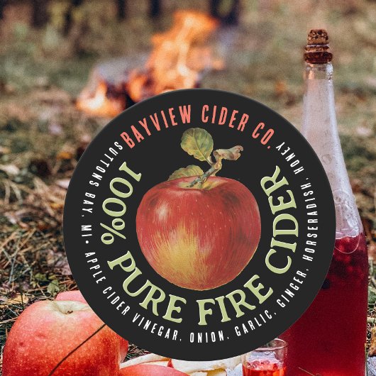 FEUERCIDER Modern Apple Cider Label Runder Aufkleber