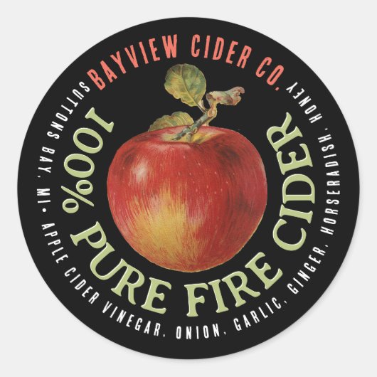 FEUERCIDER Modern Apple Cider Label Runder Aufkleber (Vorderseite)